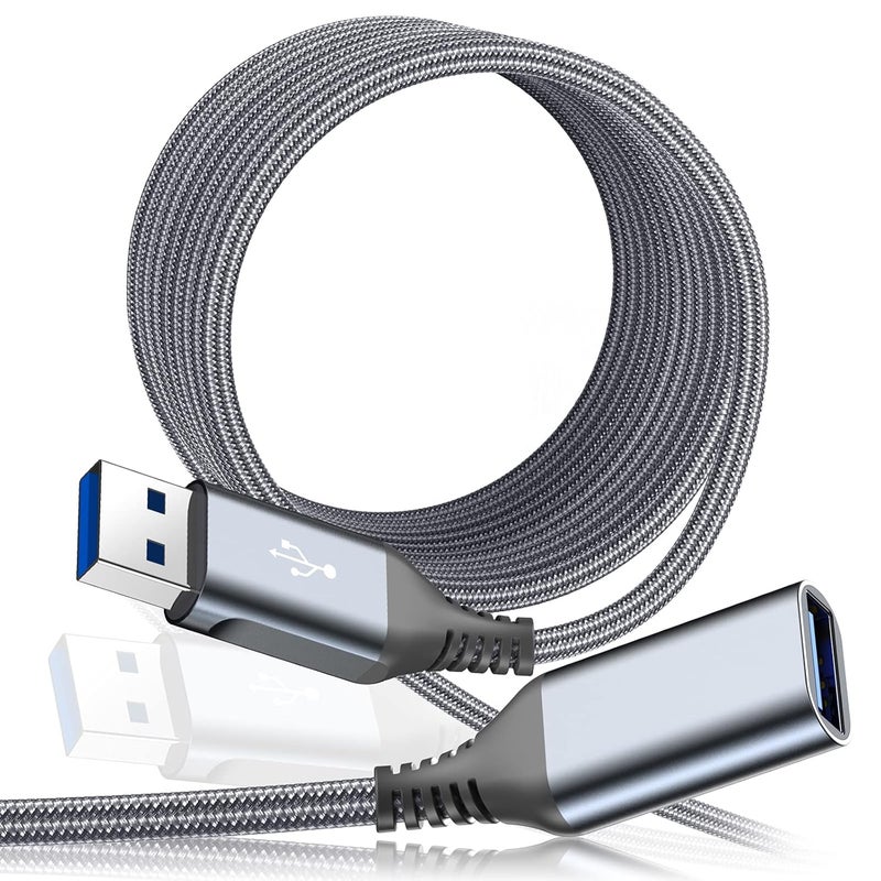 sweguard USB 3.0 Extension Cable 2M, Type A Male to Type A Female, USB Extender Cord, High-Speed Data Transfer (5Gbps) for Printer, Scanner, Camera, Hard Drive, USB Disk, Mouse, Xbox, Keyboard-Grey - Image 1
