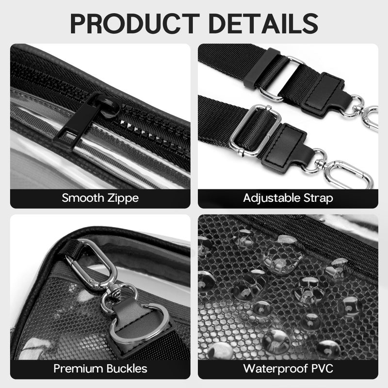 FODOKO Clear Crossbody Bag for Women Stadium Events Purse and handbags Wristlet Wallet with 2 Zippers for Concerts Sports Festivals - Image 5