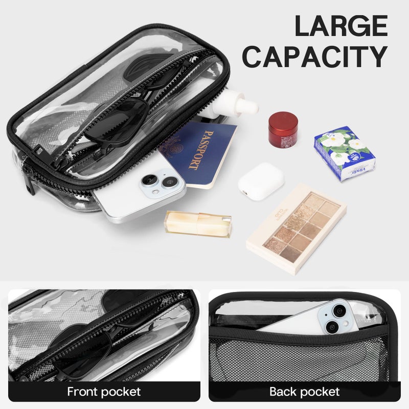 FODOKO Clear Crossbody Bag for Women Stadium Events Purse and handbags Wristlet Wallet with 2 Zippers for Concerts Sports Festivals - Image 4