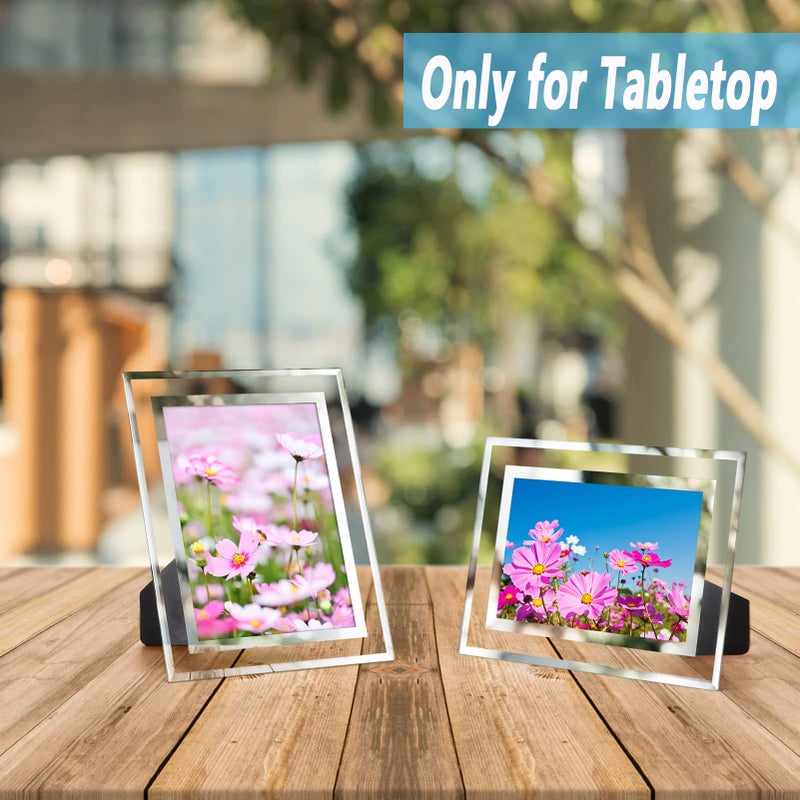 Hoikwo Hoikwo Bulk 4x6 Picture Frames  4 Packs Silver Photo Frames 4 by 6  Glass Wedding Frames 4x6  Clear Mirror Wedding Photo Frames  Only for Tabletop Display Vertically or Horizontally  - Image 3