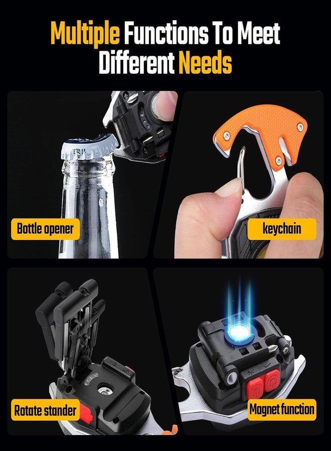 DPISZONE Keychain LED Flashlights, Rechargeable Flashlights Torch 7 Light Modes with Lighter,Whistles,Screwdriver,Bottle Opener,Magnet Base 800 Lumens Portable Emergency COB Light for Camping Outoor - Image 3