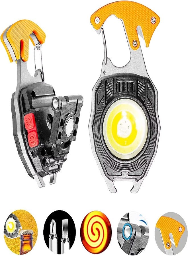 DPISZONE Keychain LED Flashlights, Rechargeable Flashlights Torch 7 Light Modes with Lighter,Whistles,Screwdriver,Bottle Opener,Magnet Base 800 Lumens Portable Emergency COB Light for Camping Outoor - Image 1