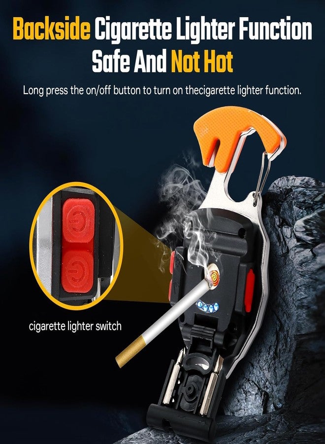 DPISZONE Keychain LED Flashlights, Rechargeable Flashlights Torch 7 Light Modes with Lighter,Whistles,Screwdriver,Bottle Opener,Magnet Base 800 Lumens Portable Emergency COB Light for Camping Outoor - Image 4