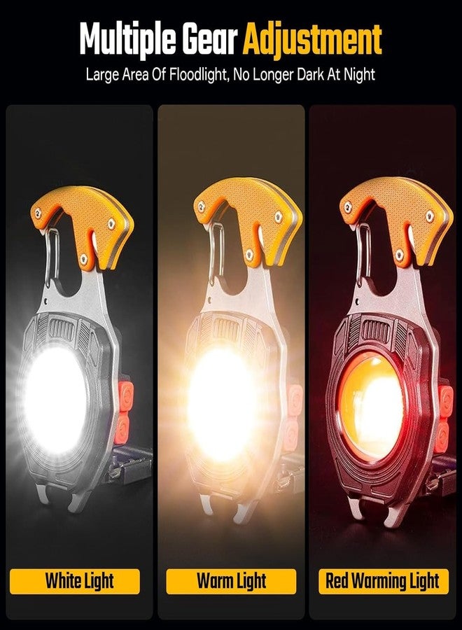 DPISZONE Keychain LED Flashlights, Rechargeable Flashlights Torch 7 Light Modes with Lighter,Whistles,Screwdriver,Bottle Opener,Magnet Base 800 Lumens Portable Emergency COB Light for Camping Outoor - Image 2