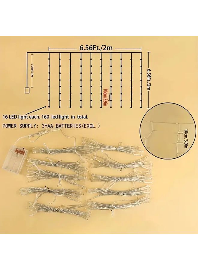 59.06 Inch White LED Curtain Light String For Wedding Christmas Party Decoration - Image 4