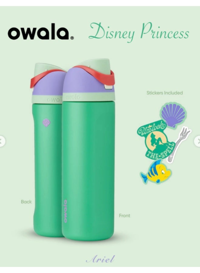 Owala x Disney Princess Cinderella FreeSip Water Bottle, 24oz – Stainless Steel - Image 1