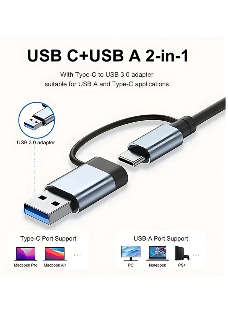 CLAVON محور USB C موزع USB 7 في 1 موسع USB محول متعدد المنافذ مع 5 منافذ USB 1 منفذ USB-C 60W PD لشحن MacBook Pro/iPad Pro/Surface Pro/HP Laptop/هواتف Galaxy - Image 3