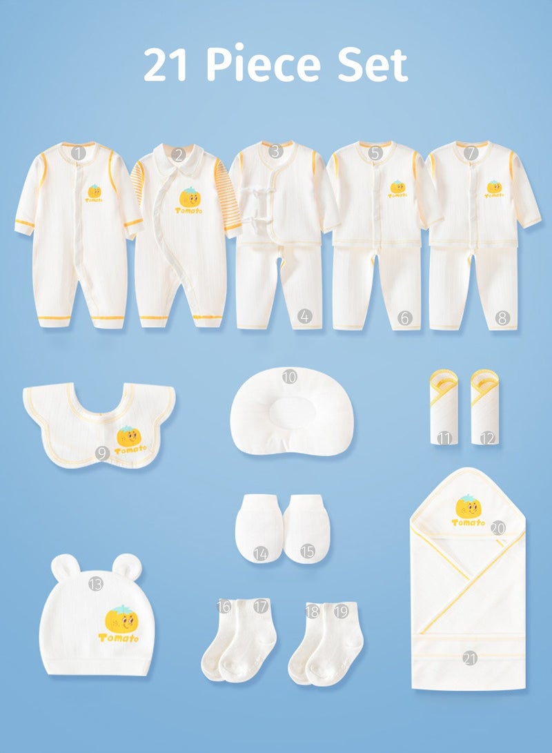 موفانت مجموعة هدايا للأطفال مكونة من 21 قطعة، مجموعة ملابس وإكسسوارات حديثي الولادة، مجموعة هدايا ملابس أطفال من القطن الفاخر، هدية اكتمال القمر للرضع من البنات والأولاد، إكسسوارات ملابس أساسية للرضع، لطول الطفل حوالي 59 سم - Image 4