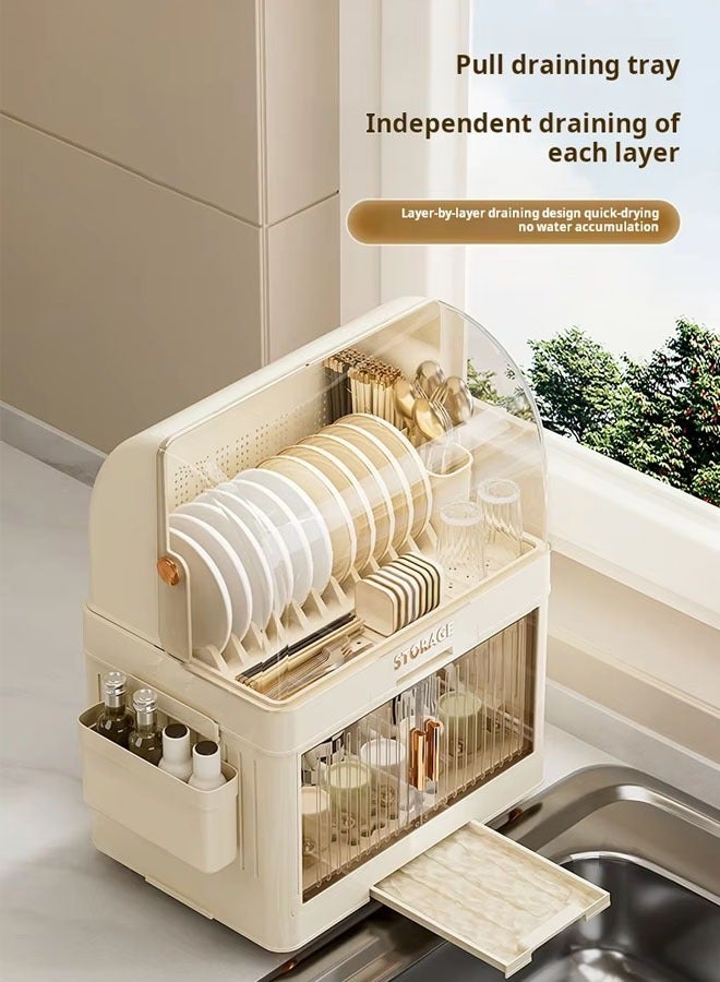 رف تخزين أطباق رف تجفيف أطباق رف أطباق من طبقتين صندوق تخزين أدوات المطبخ مستلزمات المطبخ منظم أطباق وملاعق وشوك لطاولة المطبخ - Image 5