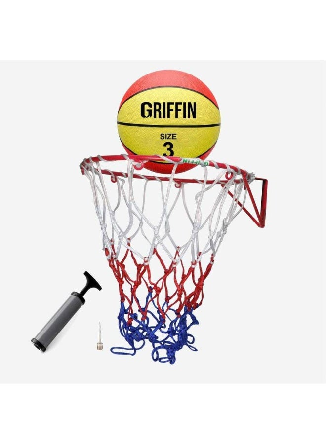 Griffin GRIFFIN Kids Basketball Ring With Net & Basket Ball Size 3 For Boys Mounted Ring 34cm Basketball Ring  (3 Basketball Size) - Image 1