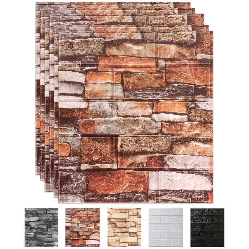 CvoMep 10 Pack 3D Wall Panels Peel and Stick Waterproof Foam Stone 3D Wallpaper Self Adhesive Foam Wallpaper for Bedroom Bathroom Kitchen 137 151in - Image 2