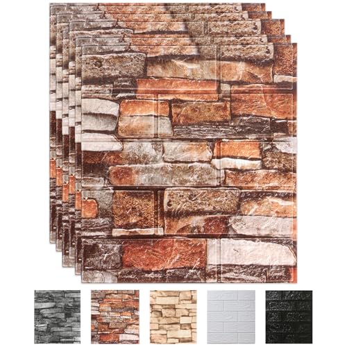 CvoMep 10 Pack 3D Wall Panels Peel and Stick Waterproof Foam Stone 3D Wallpaper Self Adhesive Foam Wallpaper for Bedroom Bathroom Kitchen 137 151in - Image 1