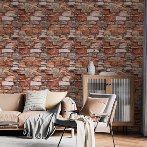 CvoMep 10 Pack 3D Wall Panels Peel and Stick Waterproof Foam Stone 3D Wallpaper Self Adhesive Foam Wallpaper for Bedroom Bathroom Kitchen 137 151in - Image 3