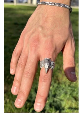The Collection Antique Silver Plated Eagle Figure Adjustable Ring 