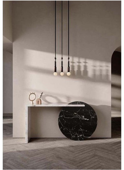 Contrast White and Black Marble Console Table By Alhome 150x90 cm