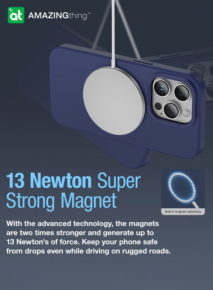 AMAZINGthing غطاء Smoothie Mag سيليكون لهاتف iPhone 14 Pro Max مع MagSafe - أزرق داكن - Image 2