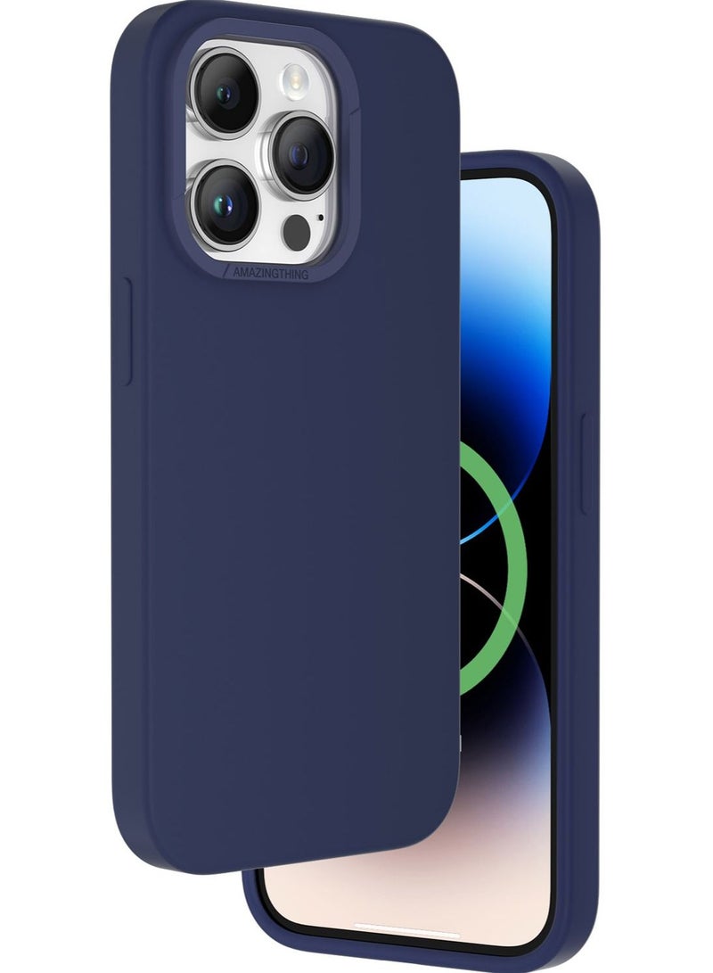 AMAZINGthing غطاء Smoothie Mag سيليكون لهاتف iPhone 14 Pro Max مع MagSafe - أزرق داكن - Image 1