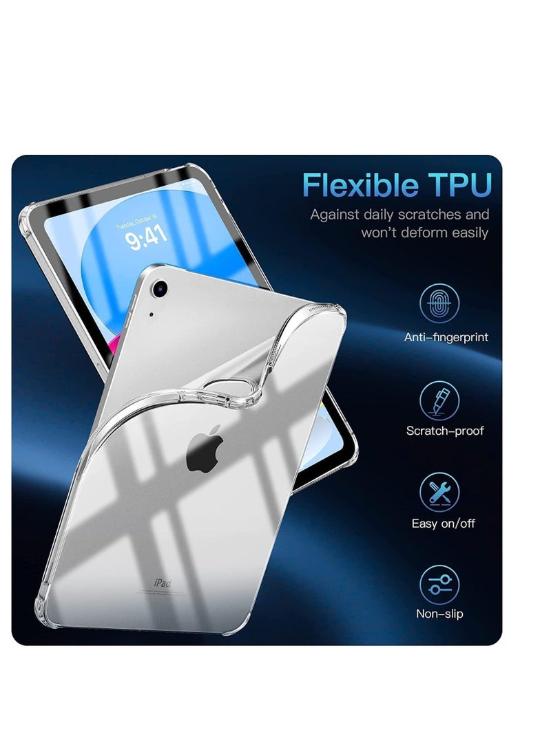 ELTRAZONE حافظة آيباد الجيل العاشر الجديدة شفافة، حافظة آيباد 10 لعام 2022 (10.9 بوصة)، حافظة آيباد شفافة واقية خفيفة الوزن ونحيفة مع حواف مرتفعة وظهر شفاف، شفافة - Image 2