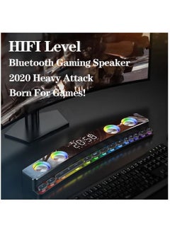 SOAIY Wireless HiFi Speaker Computer Game Subwoofer Bluetooth Speaker 3600mAh Sound Bar Stereo Music Player Clock 3D Stereo Bass Surround Sound Box 3.5mm Audio Input for PC Laptop  - Image 4