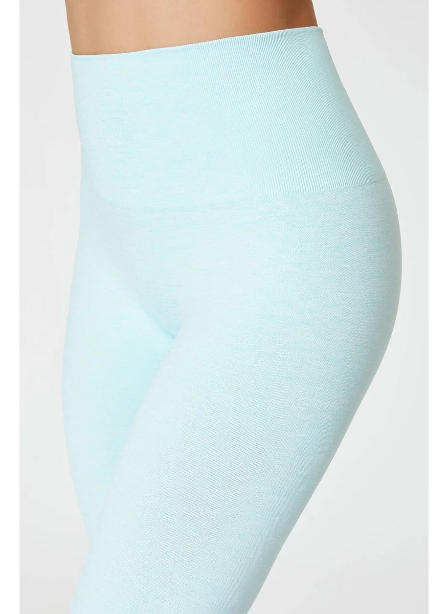 Jerf Palmi Melange Patterned High Waist Leggings Turquoise