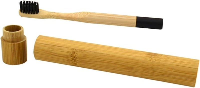 Black Biodegradable Bamboo Toothbrush Soft Bristles Eco Friendly Natural Wooden Toothbrush for Adults Kids Travel - Image 1