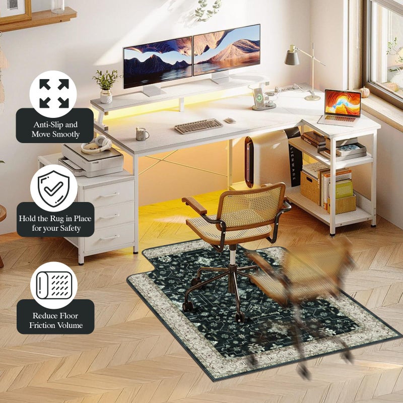 Lreedy Office Chair Mat for Hardwood Floor & Tile Floor,36"X 48" Heavy Duty Desk Chair Mat for Hard Floors, Under Desk Rug for Rolling Computer Chair,Anti Slip,Low Pile Carpet Protector-Convex Frame - Image 5