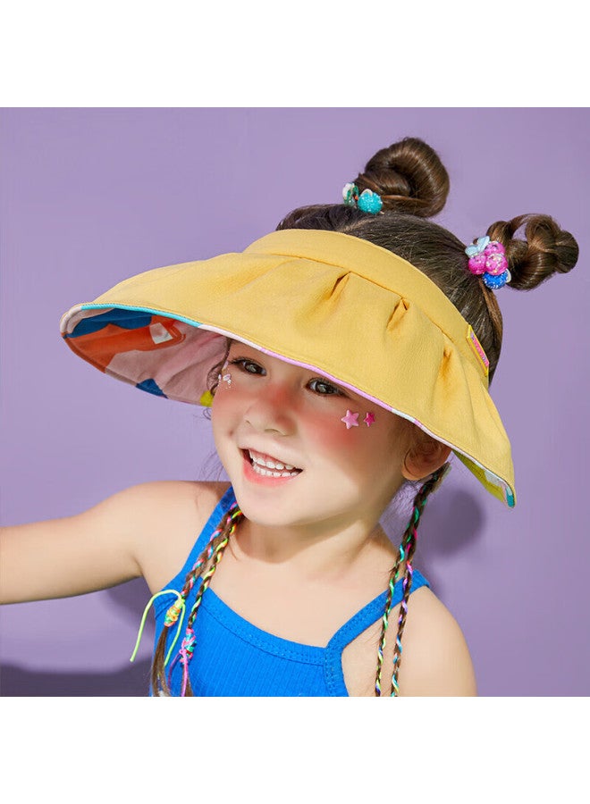 Lemonkid Children's Sun Hat, Soft Brim Visor Shell Hat, Girls' Sun Protection Hat, Ginkgo Yellow Unicorn, Size M - Image 1
