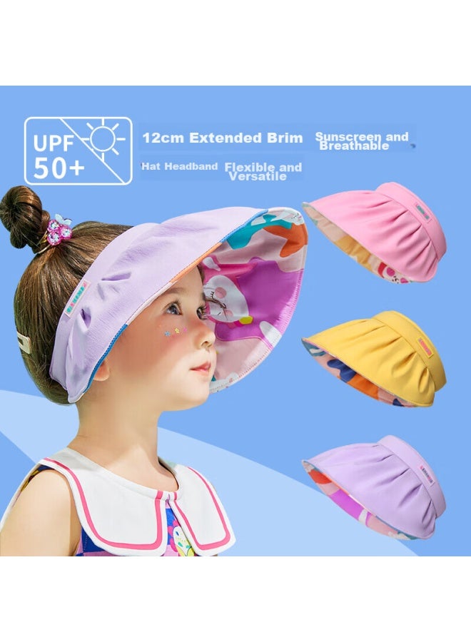 Lemonkid Children's Sun Hat, Soft Brim Visor Shell Hat, Girls' Sun Protection Hat, Ginkgo Yellow Unicorn, Size M - Image 2