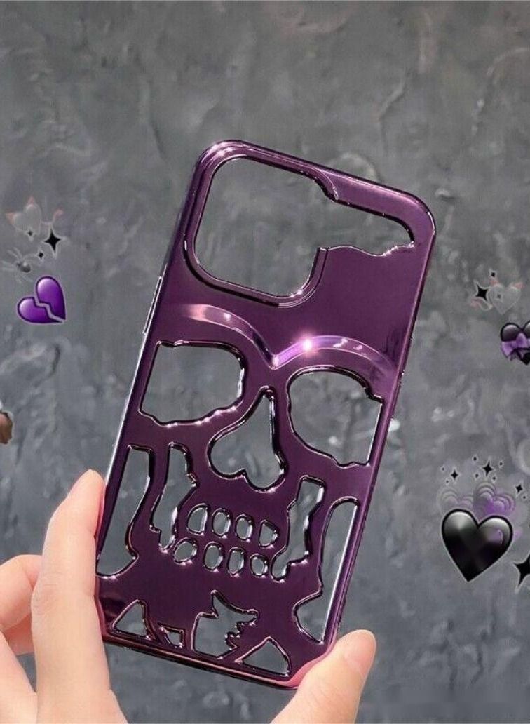 Color Fans Electroplating Skull iPhone 13 Pro Max Case 6.7 inch Purple - Image 2