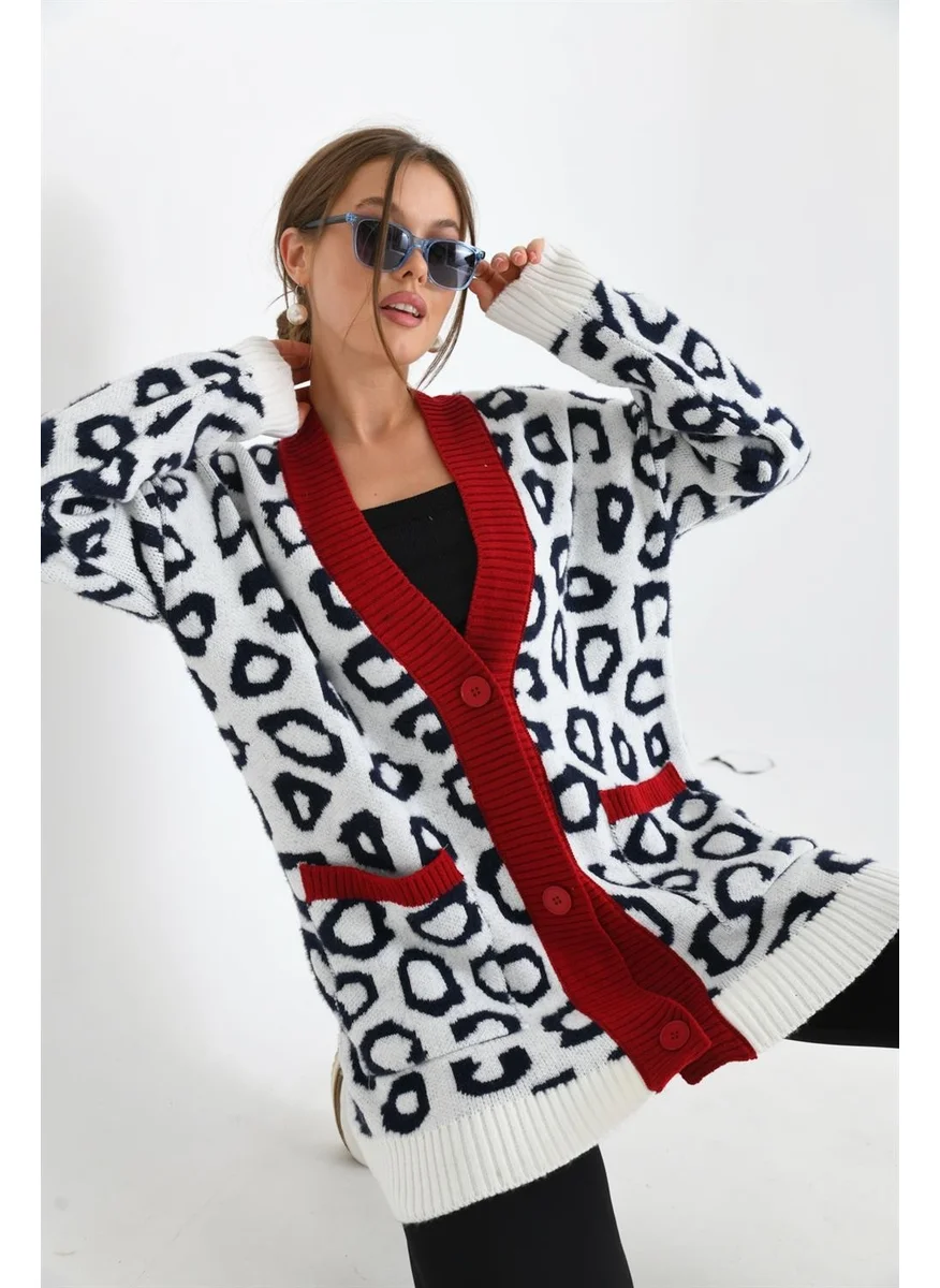 Garmi Women's Leopard Print Cardigan Ecru