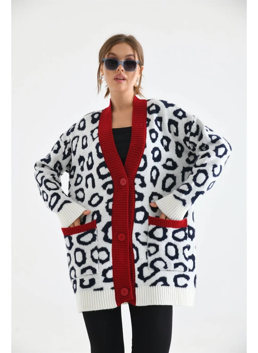 Garmi Women's Leopard Print Cardigan Ecru