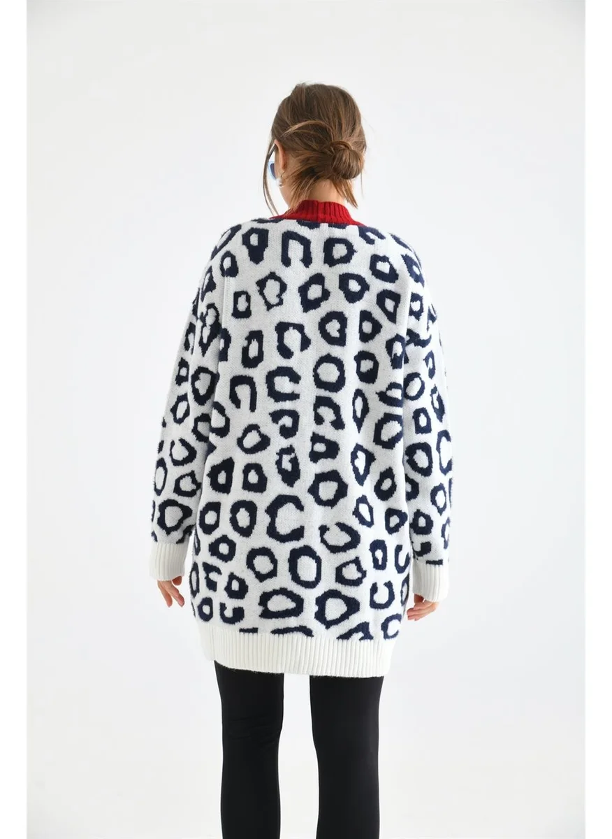 Garmi Women's Leopard Print Cardigan Ecru