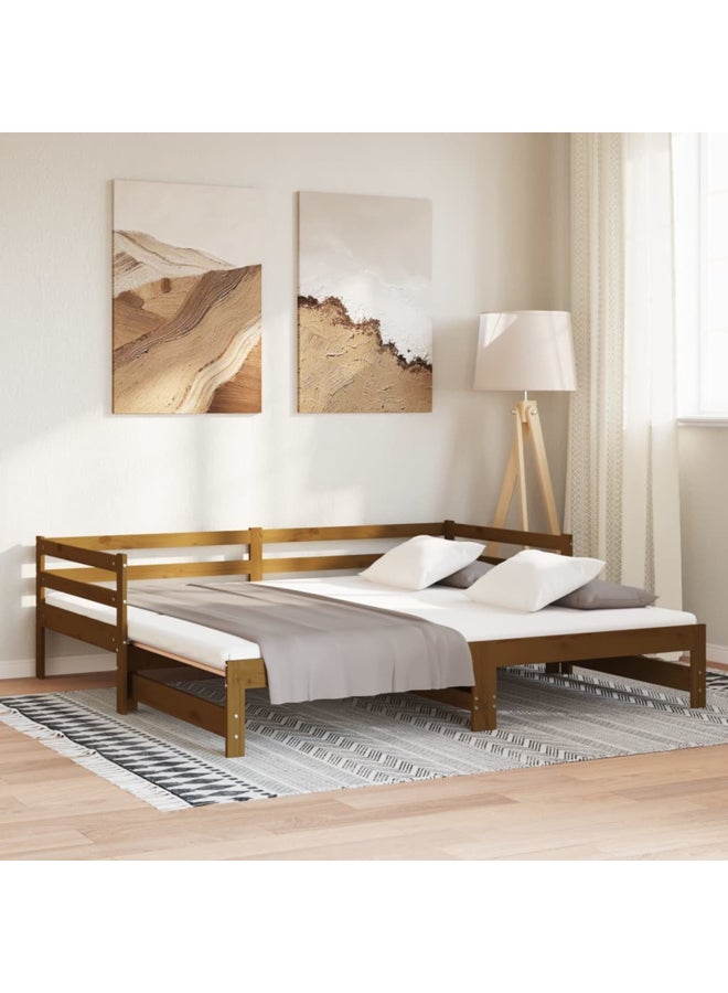 فيداكسل سرير نهاري قابل للسحب خشب صنوبر صلب بني عسلي 2×(90×200) سم 806953 - Image 4