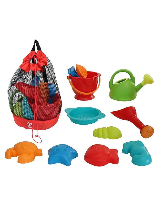 Hape Beach Toy Essential Set | Complete Sand Playset For Kids With Premium Mesh Bag Bpa Free & Child Safe Durable Outdoor Toys For Sand & Water Play Perfect For First Outdoor Adventures - Image 1