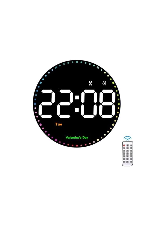 The Bros LED Digital Wall Clock, Adjustable Brightness Digital Clock, 10 Inch Large Digital Clock with Remote, Dimming Clock with Date Display, 12/24 Hour Temperature for Living, Bedroom, Office, Gym - Image 2