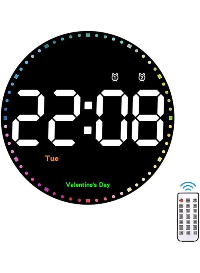 The Bros LED Digital Wall Clock, Adjustable Brightness Digital Clock, 10 Inch Large Digital Clock with Remote, Dimming Clock with Date Display, 12/24 Hour Temperature for Living, Bedroom, Office, Gym - Image 1