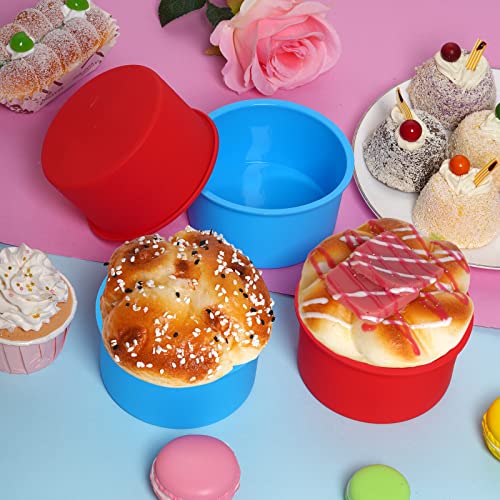 mifengda 12pcs Silicone Cake Mold Baking Round Cake Molds 4 Inch Non-Stick Baking Pan Kitchen Silicone Cake Molds for Baking (Blue, 4inch) - Image 5