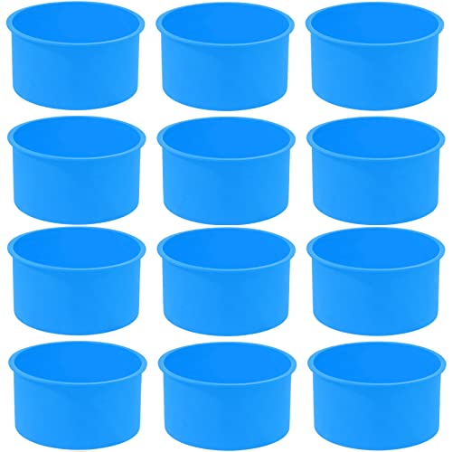 mifengda 12pcs Silicone Cake Mold Baking Round Cake Molds 4 Inch Non-Stick Baking Pan Kitchen Silicone Cake Molds for Baking (Blue, 4inch) - Image 1
