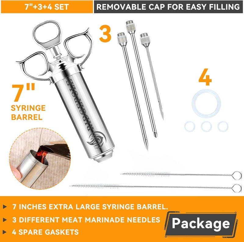 RIDGEPOLE Meat Injector, Marinade Injector with 3 Marinade Needles,Seasoning Injector, Turkey Injector Syringe，2-OZ Large Capacity, 304 Stainless Steel for Meats, Turkey, Beef. - Image 5