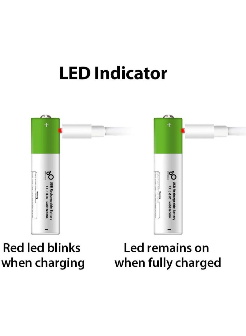 USB AAA Lithium ion Rechargeable Battery, 550mWh Rechargeable AAA Battery, 1 H Fast Charge, 1200 Cycle with Type C Port Cable, Constant Output,4-Pack - Image 5