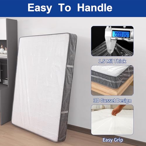 TopSoon Mattress Storage Bag Mattress Disposal Bag Full/Twin Size 54-Inch by 87-Inch Clear - Image 2