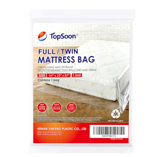 TopSoon Mattress Storage Bag Mattress Disposal Bag Full/Twin Size 54-Inch by 87-Inch Clear - Image 1