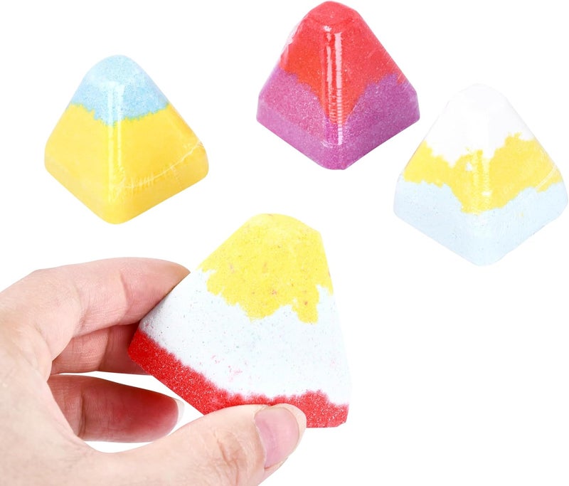 MEANT2TOBE MEANT2TOBE Rainbow Bath Bombs  4 Pcs Small Volcano Bath Bomb Set  Organic Stress Relief Relaxation Gifts  Handcrafted with Sensual Scents from Essential Oils  Multicolored 14 x 18 Each 