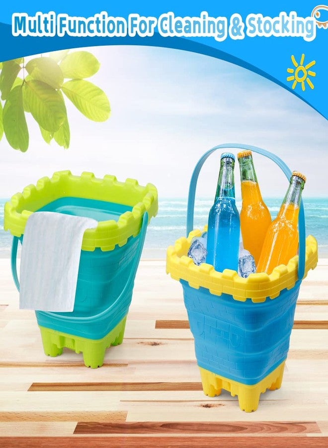 Anzmtosn 7 PCS Castle Foldable Beach Sand Buckets Toy Set with Shovels Scoop Sifter for Kids, 3L Silicone Collapsible Bucket Pails for Toddler, Summer Toy, Sandbox Kit Camping Gear Beach Essential Gift - Image 4
