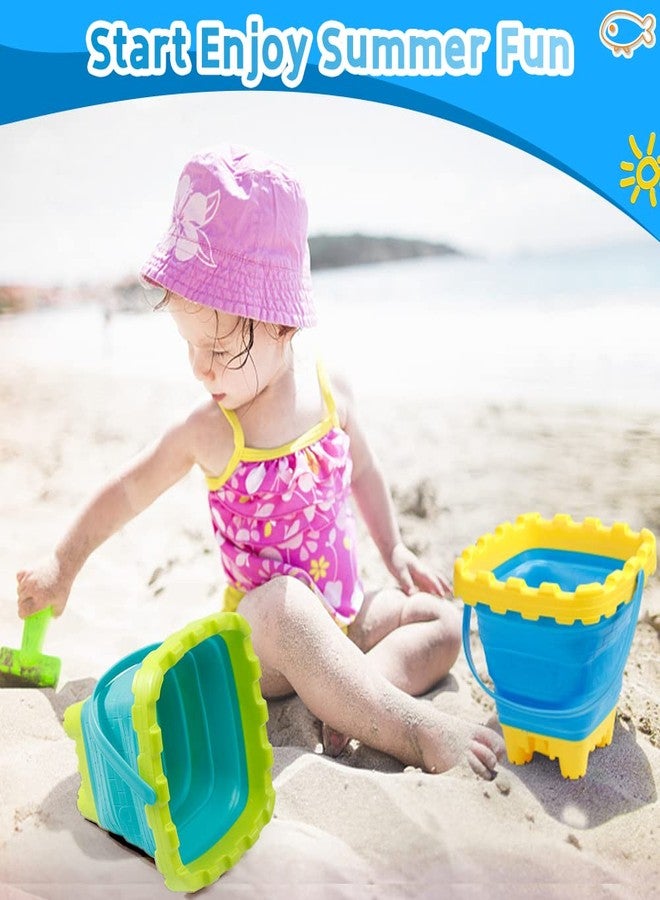 Anzmtosn 7 PCS Castle Foldable Beach Sand Buckets Toy Set with Shovels Scoop Sifter for Kids, 3L Silicone Collapsible Bucket Pails for Toddler, Summer Toy, Sandbox Kit Camping Gear Beach Essential Gift - Image 3