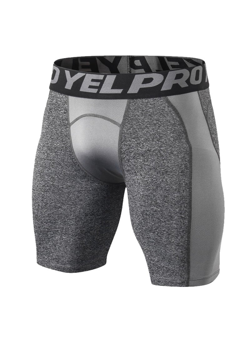 Loquat Men Quick Dry Breathable Elastic Running Shorts Grey  - Image 1
