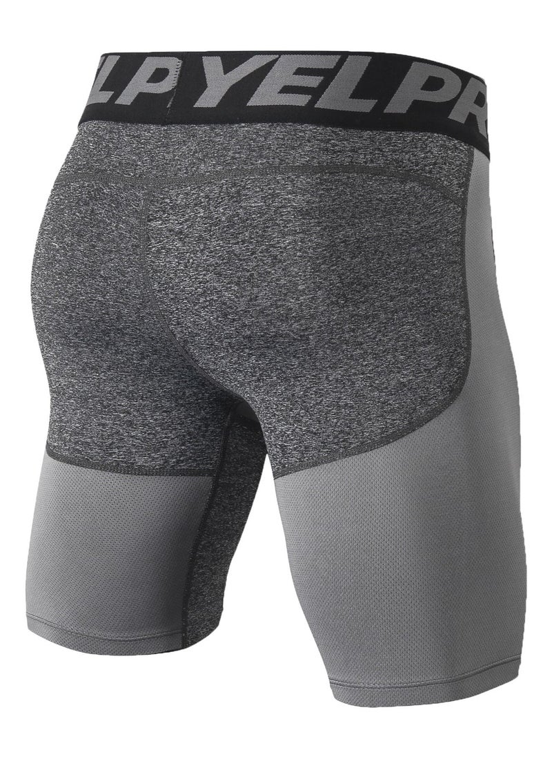 Loquat Men Quick Dry Breathable Elastic Running Shorts Grey  - Image 2