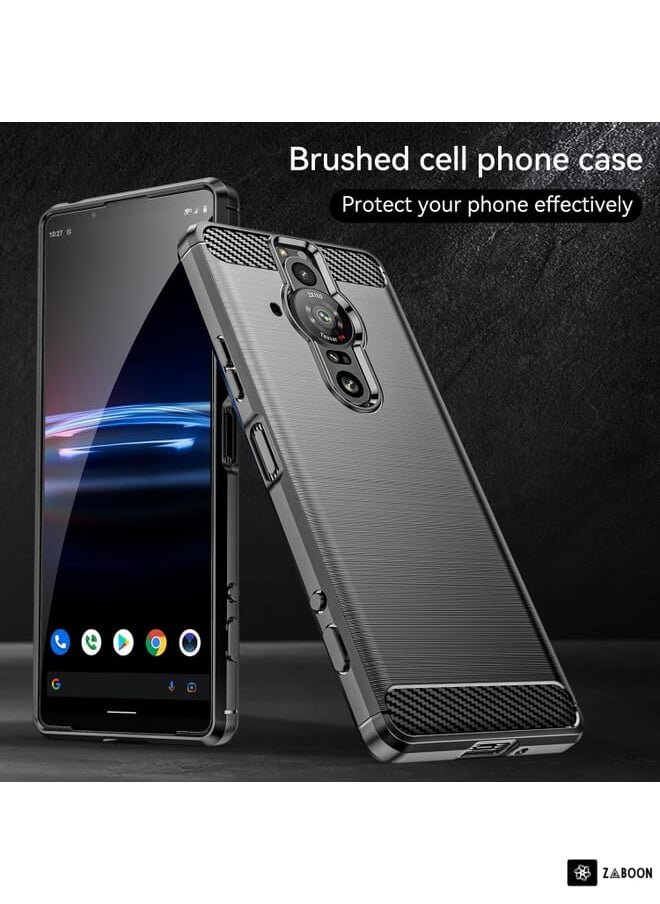 جرين تايجر - لهاتف Sony Xperia Pro-I حافظة هاتف TPU مصنوعة من ألياف الكربون (أسود) - Image 1