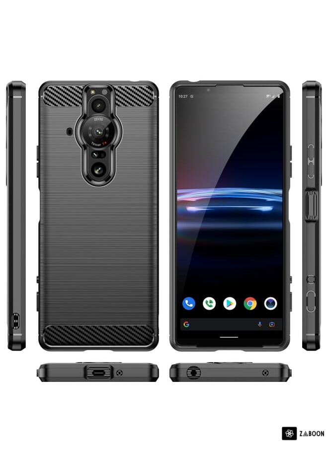 جرين تايجر - لهاتف Sony Xperia Pro-I حافظة هاتف TPU مصنوعة من ألياف الكربون (أسود) - Image 1
