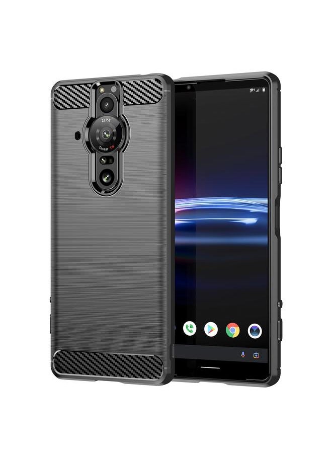 جرين تايجر - لهاتف Sony Xperia Pro-I حافظة هاتف TPU مصنوعة من ألياف الكربون (أسود) - Image 1